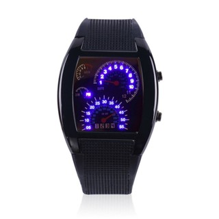 Ship tomorrow Mens Sports RPM Turbo Blue Flash LED Sports Car Meter Dial Watch Wristwatch