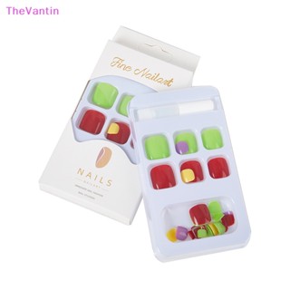 Thevantin เล็บปลอมอะคริลิค สีพื้น สําหรับตกแต่งเล็บเท้า 24 ชิ้น ต่อกล่อง