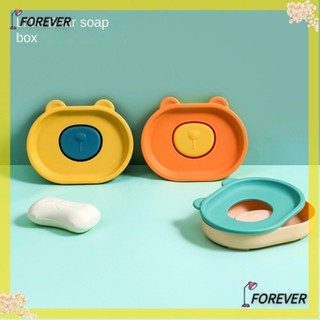 FOREVER จานวางสบู่ พลาสติก ระบายน้ําได้สองชั้น ลายการ์ตูน สําหรับห้องน้ํา