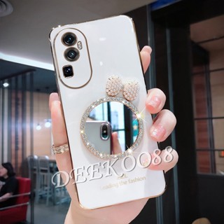 เคสโทรศัพท์มือถือแบบนิ่ม กันกระแทก ลายโบว์น่ารัก 3D พร้อมกระจก สําหรับ OPPO Reno10 Pro Plus Pro+ Reno8 T A78 4G 5G A78 Reno 10 10Pro