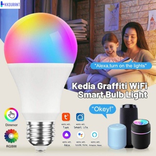 E27 Tuya Wifi Voice Control หลอดไฟอัจฉริยะ 15w RGB Led Bulbs Dimmable With Alexa 85 Google Home-265v Smart Light KDURANT