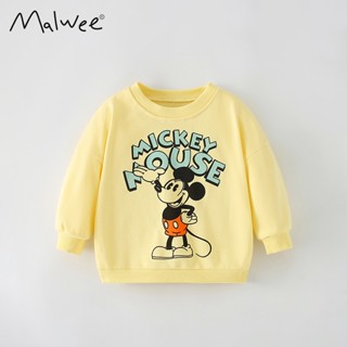 พร้อมส่ง malwee เสื้อกันหนาวลําลอง แขนยาว คอกลม ขนาดเล็ก สไตล์ยุโรป อเมริกัน แฟชั่นฤดูใบไม้ร่วง สําหรับเด็ก 1