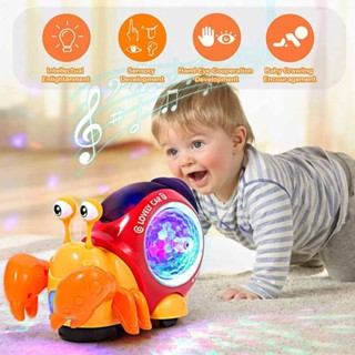 Electric Music Crawling Crab Baby Toy LED Light Up Kids Toddler Interactive Toys