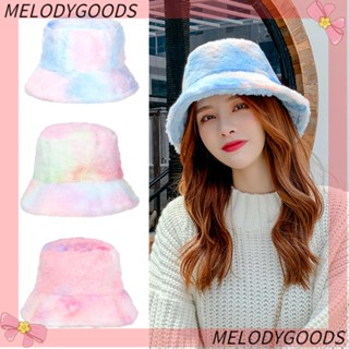 Melodg หมวกบักเก็ตมัดย้อม สีรุ้ง เหมาะกับหน้าหนาว อบอุ่น สําหรับเด็กผู้หญิง