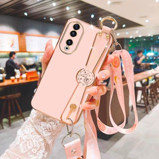 พร้อมส่ง เคสโทรศัพท์มือถือนิ่ม ขอบตรง ปิดด้านหลัง พร้อมสายคล้องคอ หรูหรา สําหรับ Honor 90 Lite X8a 5G Huawei Nova 11i 11 Pro 2023