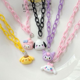 SANRIO เครื่องประดับ สร้อยคอ จี้เรซิ่น ลายการ์ตูน Kuromi Cinnamoroll Pochacco แบบสร้างสรรค์ สไตล์ฮาราจูกุ สําหรับผู้หญิง