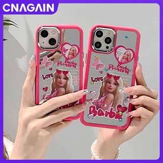 Cnagain ใหม่ เคสโทรศัพท์มือถือ ซิลิโคน กันกระแทก ลายเจ้าหญิงบาร์บี้ พร้อมกระจกแต่งหน้า แฟชั่น สําหรับ iPhone 14 13 12 ProMax