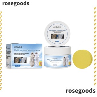 Rosegoods1 ครีมทําความสะอาดรองเท้า สีขาว มัลติฟังก์ชั่น พร้อมฟองน้ํา ทําความสะอาดรองเท้า ไวท์เทนนิ่ง ไม่ต้องล้าง เจลทําความสะอาดรองเท้า สีขาว ผู้หญิง