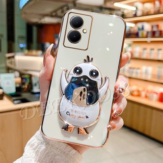  เคสโทรศัพท์มือถือแบบนิ่ม ชุบไฟฟ้า ลายเป็ดน่ารัก พร้อมที่ตั้งวาง สําหรับ VIVO Y78 Y27 Y02T 4G 5G VIVOY78 VIVOY27 VIVOY02T