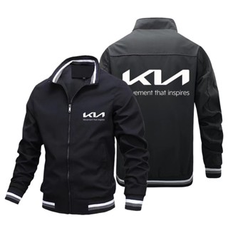 KIA LOGO baseball uniform car shop custom work clothes K3 K5 K9 pride RIO Sportage outdoor driving stand collar large size long-sleeved sweater Aviator Jacket