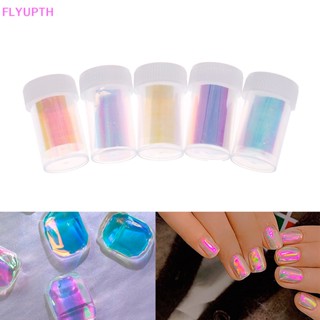 Flyup สติกเกอร์กระดาษแก้วเลเซอร์ ขนาดใหญ่ สีสันสดใส สําหรับตกแต่งเล็บ