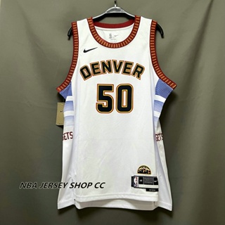 【คุณภาพสูง】นักเก็ตเดนเวอร์ Nba 2022-23 ของแท้ สําหรับผู้ชาย #50 เสื้อกีฬาแขนสั้น ลายทีม Aaron Gordon City Edition สีขาว