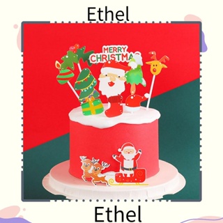 Ethel1 ท็อปเปอร์ตกแต่งเค้ก รูปซานตาคลอส ต้นคริสต์มาส DIY