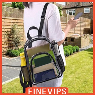 [Finevips] กระเป๋าเป้สะพายหลัง PVC สีใส สําหรับใส่โน้ตบุ๊ก เดินป่า เหมาะกับทุกเพศ ทุกวัย