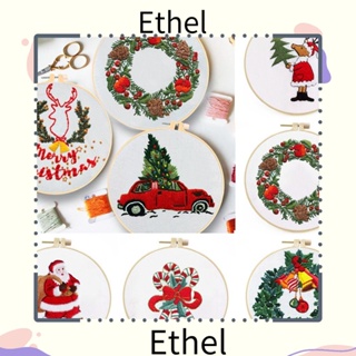 Ethel1 สะดึงเย็บปักถักร้อย ลายคริสต์มาส แฮนด์เมด DIY สําหรับผู้เริ่มต้น ตกแต่งบ้าน