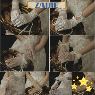 Zaijie24 ถุงมือลูกไม้ แฟชั่น สําหรับเจ้าสาว 1 คู่