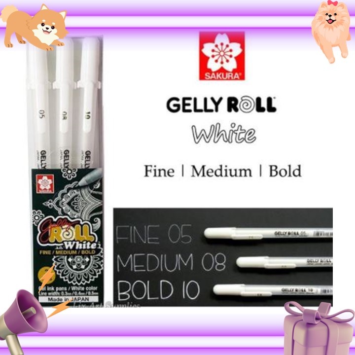 Sakura Japan 3pcs Gelly Roll Classic Highlight Pen Gel Ink Pens Bright White  Pen Highlight Sketch