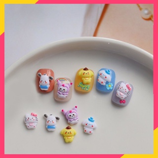 สติกเกอร์เรซิ่น ลายการ์ตูน Kuromi Cinnamoroll Pom Pom สําหรับตกแต่งเล็บ DIY 10 ชิ้น