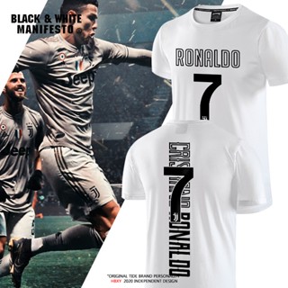 ยูเวนตุส Cristiano Ronaldo cr7 เสื้อยืดแขนสั้นเสื้อเรอัลมาดริดเบอร์ 7 ฟุตบอลแฟนฟุตบอลที่ระลึกหลวมครึ่งแขนผ้าฝ้าย