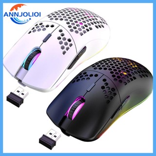 Ann XYH80 Hollow-out 2 4GHz เมาส์เกมมิ่งไร้สาย 4 เกียร์ 3200 DPI ไฟ RGB สําหรับเดสก์ท็อป พีซี แล็ปท็อป