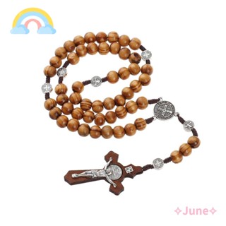 June สร้อยคอลูกปัดไม้ คาทอลิก ศาสนาคริสต์ สวดมนต์ โรสอารี่