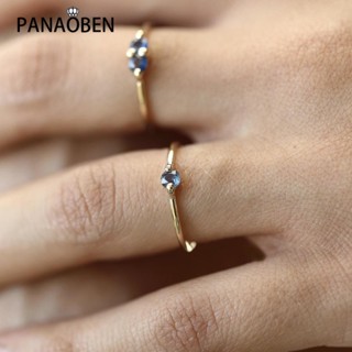 Panaoben ♥ แหวนเงิน ฝังพลอย สีฟ้า ขนาดเล็ก หรูหรา สไตล์มินิมอล สําหรับผู้หญิง และผู้ชาย ทุกเพศ