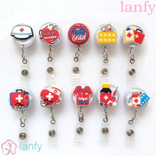 Lanfy ที่ใส่บัตรประจําตัว บัตรประจําตัว PVC ดึงง่าย พับเก็บได้ สําหรับโรงพยาบาล