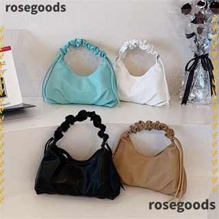 Rosegoods1 กระเป๋าถือ กระเป๋าสะพายไหล่ สะพายข้าง หนัง Pu ทรงโท้ท จุของได้เยอะ สีพื้น สไตล์มินิมอล สําหรับสตรี