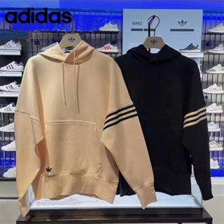 Adidas ของแท้ 100% เสื้อกันหนาว มีฮู้ด ผ้าถัก ทรงหลวม ลายทาง แนวสตรีท คลาสสิก เรียบง่าย สําหรับทุกเพศ