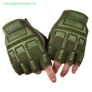 Strongaromonyu ถุงมือป้องกันนิ้วมือ สไตล์ทหาร แฟชั่นฤดูร้อน สําหรับขี่จักรยาน ปีนเขา 1 คู่