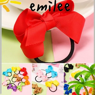 EMILEE ยางรัดผม ริบบิ้น โบว์ สีแคนดี้ แฟชั่นใหม่ อุปกรณ์การเรียน 1 คู่