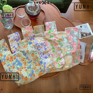 Yunhi กระเป๋าถือ กระเป๋าใส่เหรียญ แฮนด์เมด ลายดอกไม้ ความจุสูง ใช้ซ้ําได้ สําหรับผู้หญิง