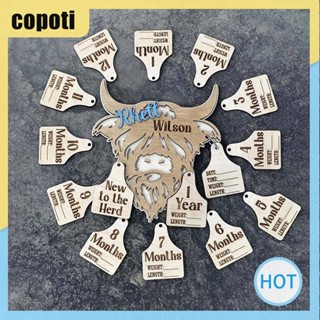 Copoti Highland Cow Baby Growth Card อุปกรณ์ประกอบฉากการถ่ายภาพแรกเกิดประกาศการเกิดของขวัญสําหรับบ้าน