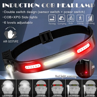 USB Rechargeable ​Headlamp COB LED Motion Sensor Headlight Fish Head Torch