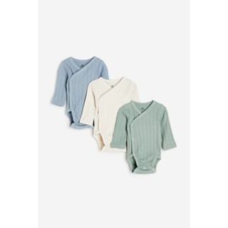 H&amp;M  Boy 3-pack ribbed wrapover bodysuits 1091435_1