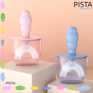 Pista แปรงสีฟันซิลิโคน รูปตัว U แบบพกพา พร้อมฝาครอบกันฝุ่น ดูแลช่องปาก