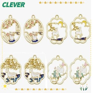 Clever จี้รูปสัตว์ แมว กระต่าย กวาง ชุบทอง 4 แบบ 27*30 มม. สําหรับสร้อยคอ สร้อยข้อมือ ต่างหู