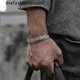 Mxfashione กําไลข้อมือ ผู้ชาย สําหรับผู้ใหญ่ Ins สร้างสรรค์ ส่วนบุคคล ขนนก ปรับได้ ผู้หญิง เปิด สร้อยข้อมือ