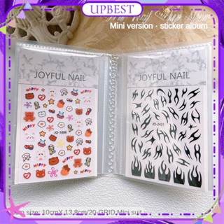 ♕ 20 Sheets Nail Art Sticker Storage Album Mini Edition Minimax Scrub Texted Nail Decal Finishing Transparent Storage Booklet Manicure Tool For Nail Shop UPBEST