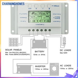 ★ บ้านที่มีเสน่ห์ ★ ตัวควบคุมพลังงานแสงอาทิตย์ 12V24V จอแสดงผล LCD PWM ตัวควบคุมการเก็บประจุพลังงานแสงอาทิตย์ พารามิเตอร์ควบคุม แบบปรับได้ ตั้งเวลาโหลดคู่