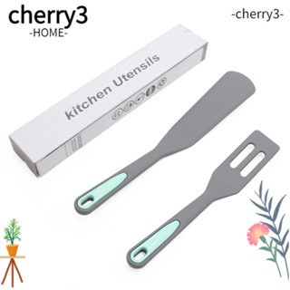 Cherry3 ชุดไม้พายซิลิโคน ทนความร้อน ทรงกลม สีเทาอ่อน และสีฟ้า สําหรับทอดไข่ดาว สเต็ก แพนเค้ก 2 ชิ้น