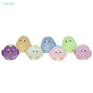 [risesky] ตุ๊กตาไก่จิ๋ว เรืองแสง สีแดง สําหรับตกแต่งบ้านตุ๊กตา 2 ชิ้น