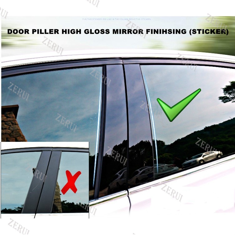 Zr สําหรับเสาประตูด้านข้าง High Gloss Mirror Finishing (สติ๊กเกอร์) สําหรับ Honda City GM6 , Civic F