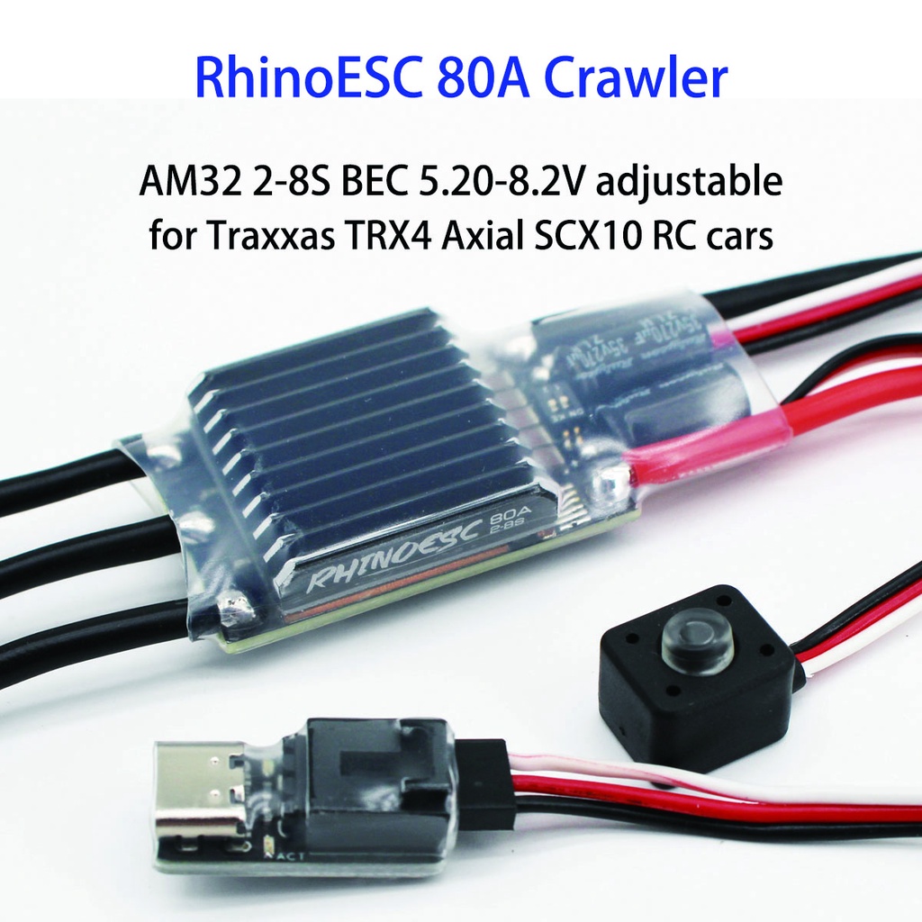 RhinoESC RC AM32 Crawler ESC ระบบมอเตอร์ไร้แปรง Combo 80A สําหรับ RC Crawler รถ Axial SCX10 Traxxas 