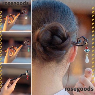 Rosegoods1 กิ๊บติดผมไม้จันทน์ ประดับพู่ สวยหรู เครื่องมือจัดแต่งทรงผม