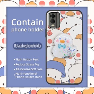 Fashion Design Durable Phone Case For Nokia C32 Dirt-resistant drift sand Cartoon TPU Silicone protective glisten Kickstand Cute