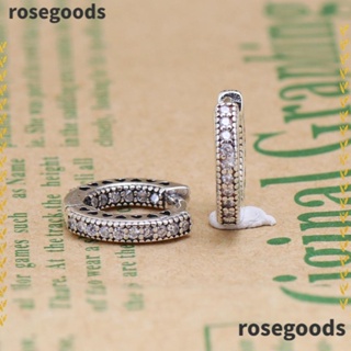 Rosegoods1 ต่างหูสตั๊ด ประดับเพทาย คริสตัล สีโรสโกลด์ ทองแดง รูปหัวใจ เครื่องประดับแฟชั่นสตรี