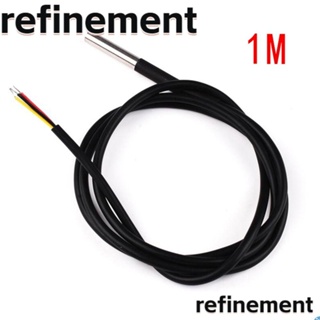 Refinement เซนเซอร์วัดอุณหภูมิดิจิทัล สเตนเลส 18B20 1 เมตร ทนทาน สีดํา 5 ชิ้น