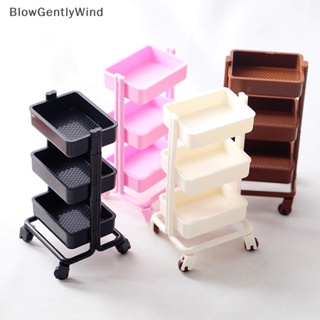 Blowgentlywind รถเข็น พร้อมชั้นวางของ เฟอร์นิเจอร์ สําหรับตกแต่งบ้านตุ๊กตา 1:12 BGW