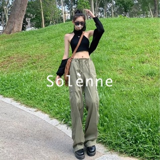 Solenne  กางเกงขายาว คาร์โก้ กางเกง ย้อนยุค 2023 NEW ins Trendy สบาย fashion A93L4GI 36Z230909